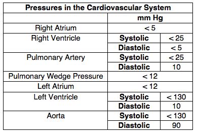 normal lv pressures